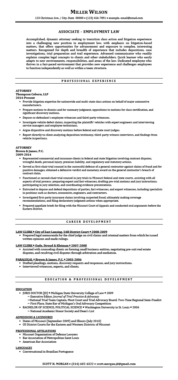 employment attorney resume samples templates tips attorneyresume com