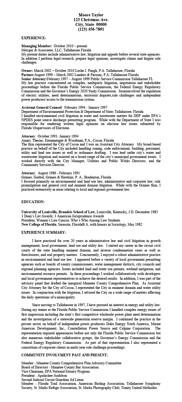 sample resumes for attorney